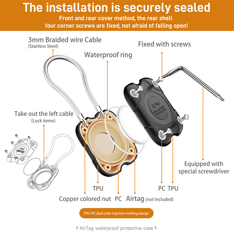 와이어 케이블이 있는 에어태그 홀더, 안전 잠금 에어태 - Chain Lock Combination 리뷰 및 가격